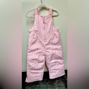 *NWT* 6-12 Months Gymboree Pink Silver Hearts Snowpants with Bib Waterproof